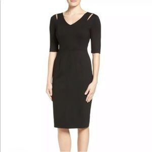 Halogen Cut-out Short Sleeve Sheath Dress cocktail Knee length
